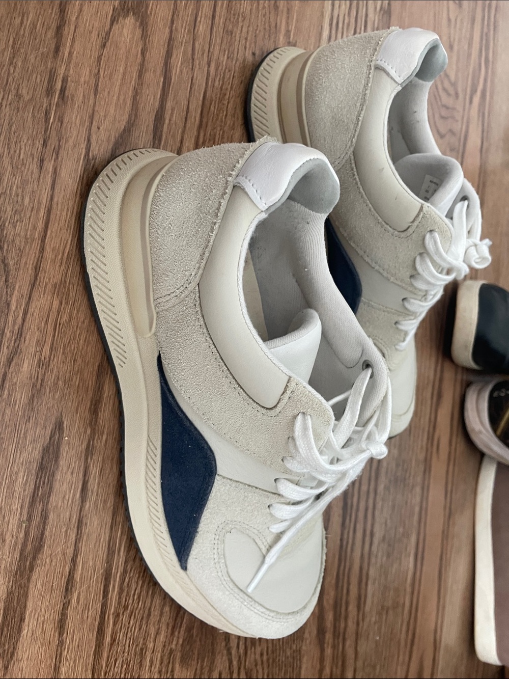 Everlane Cream And Navy Low-Top Sneakers View 3